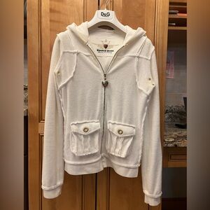 TWISTED HEART Terry White Hoodie Sweatshirt